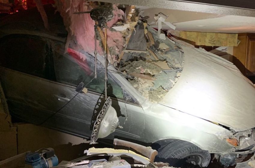  Stolen Car Out For “Joy Ride” Crashes Into A House