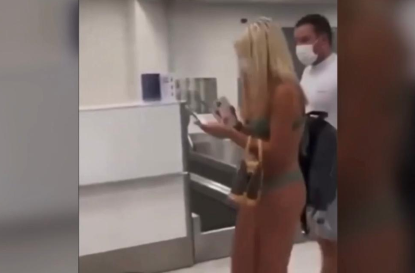  Woman Walks Through The Airport Wearing Bikini In Viral Video