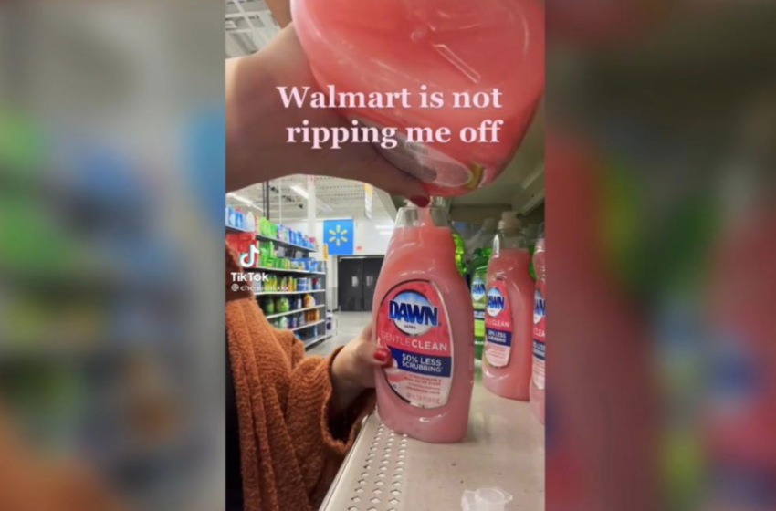  TikToker fills Dawn dish soap up by taking from another bottle at Walmart, sparking debate