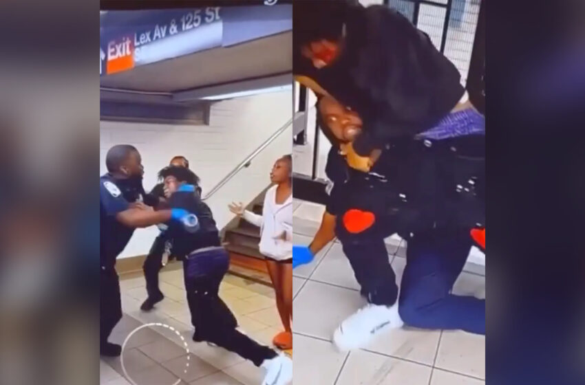  Video Captures 2 Teenagers Getting Into A Bloody Fist Fight With 2 Cops At A New York City Subway Station