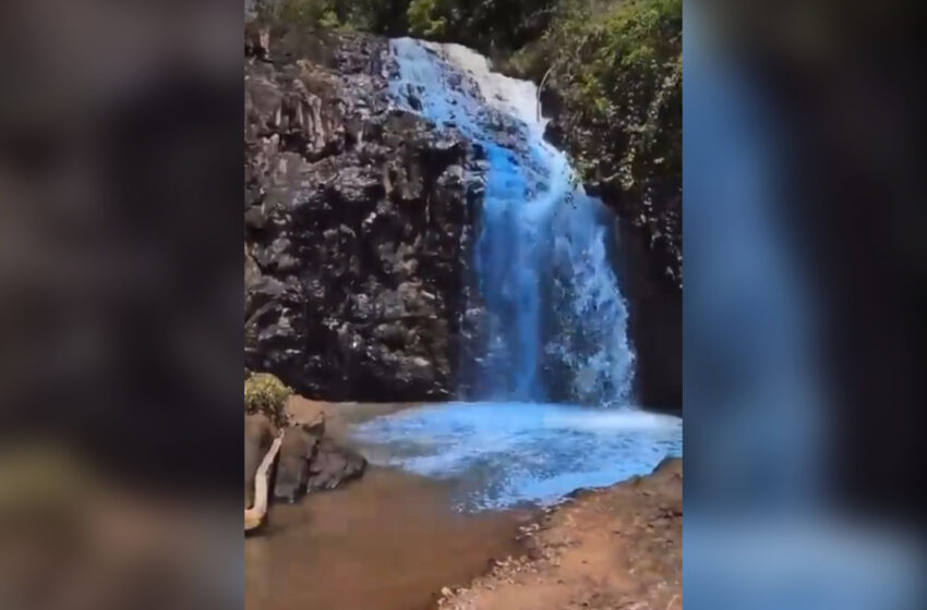  Waterfall Dyed Blue For Gender Reveal Leads To Investigate And Fines