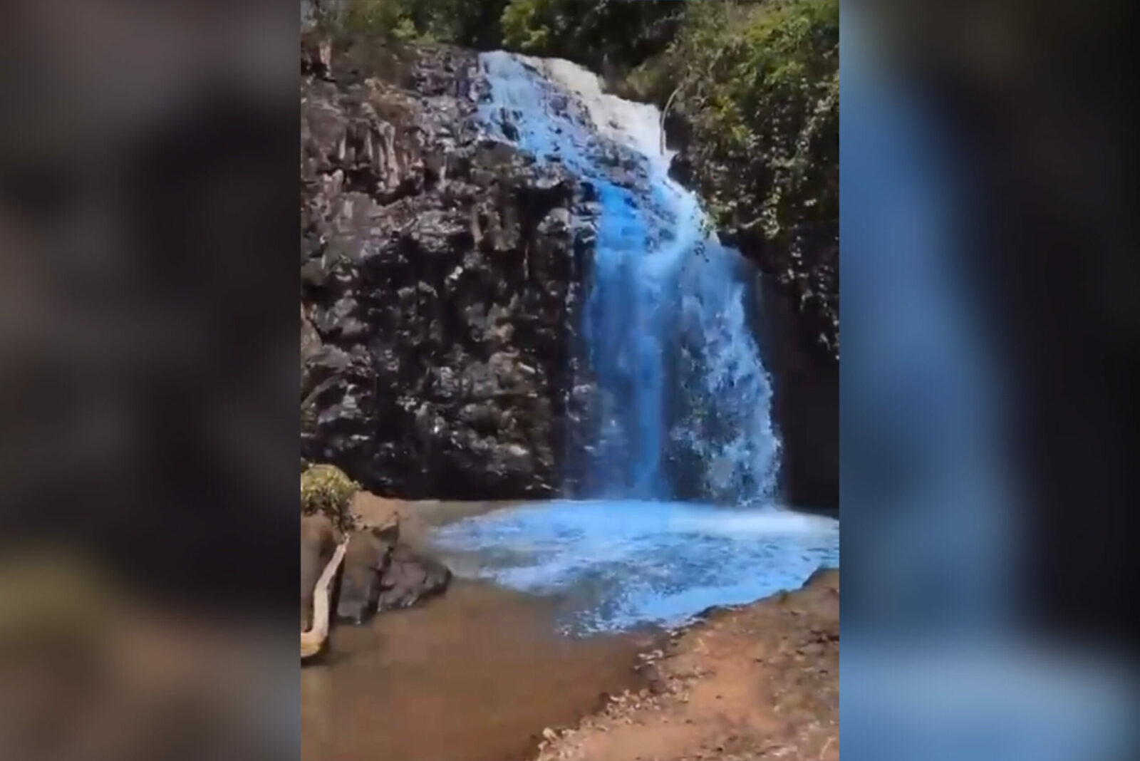 Waterfall Dyed Blue For Gender Reveal Leads To Investigate And Fines